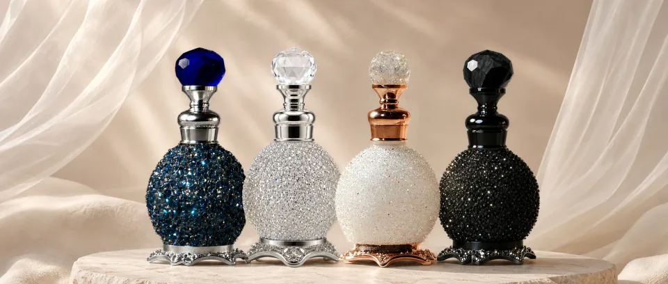 Stardust perfume bottles on a warm La Saani campaign field